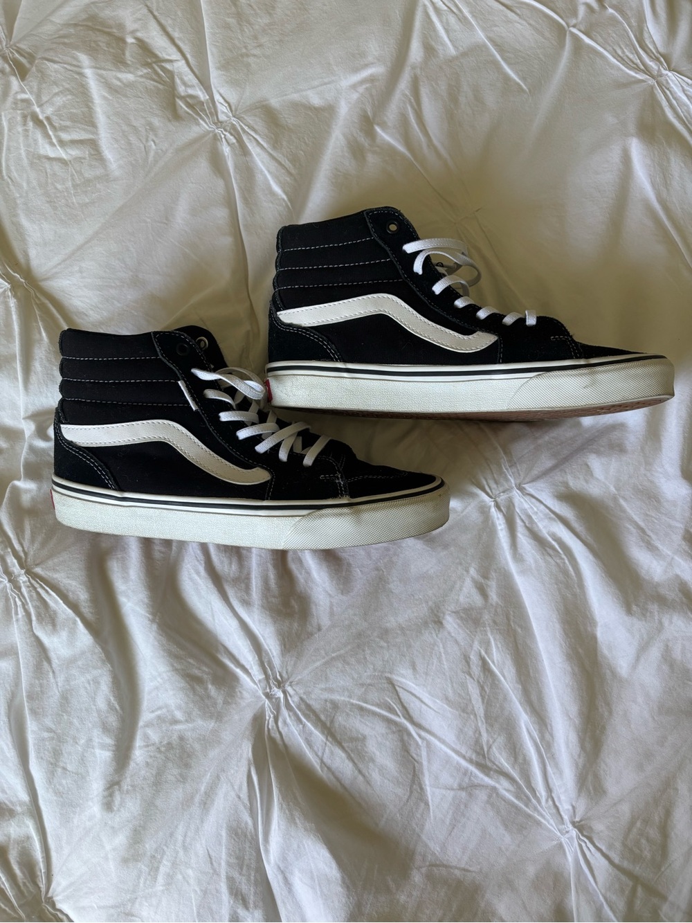 Vans  Black and White High-Top Skate Sneakers